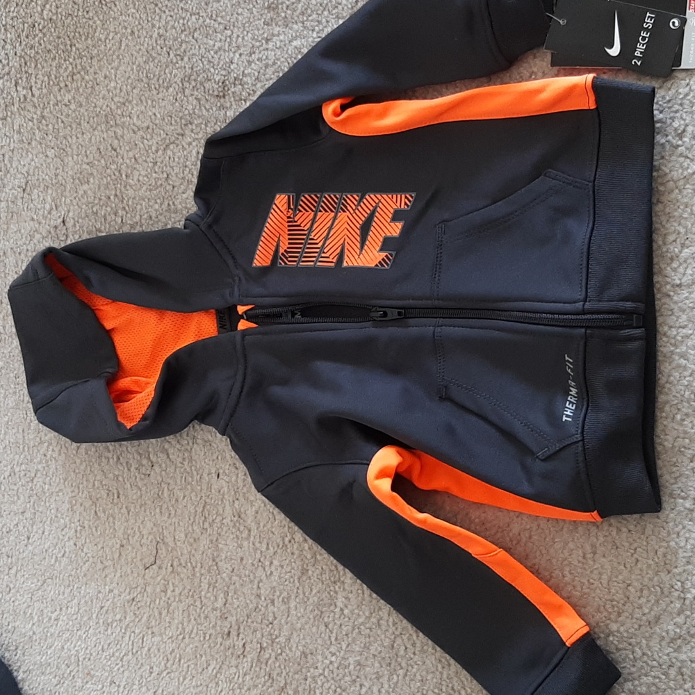 Nike Kids Dark Grey and Orange Hoodie Set - Picture 4 of 7